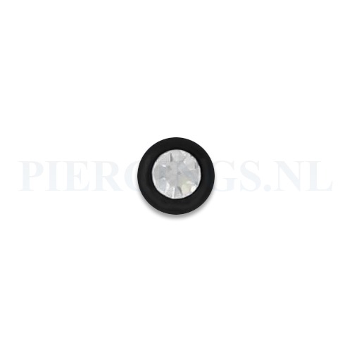 Balletje 1.6 mm acryl zwart met kristal