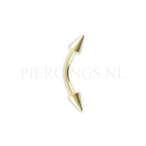 Banana 1.2 mm 8 mm goud 14 karaat spike
