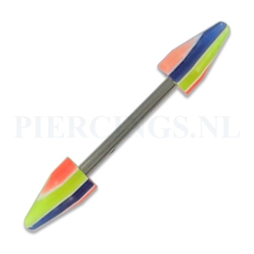 Barbell acryl cones geel blauw oranje
