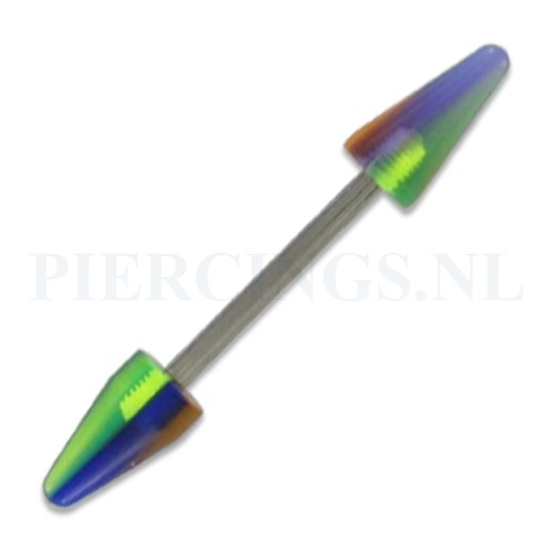 Barbell acryl cones geel donker blauw