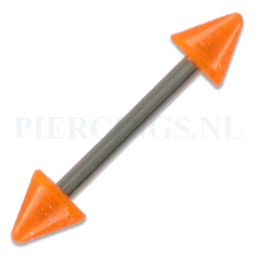Barbell acryl spike 1.6 mm oranje glitters