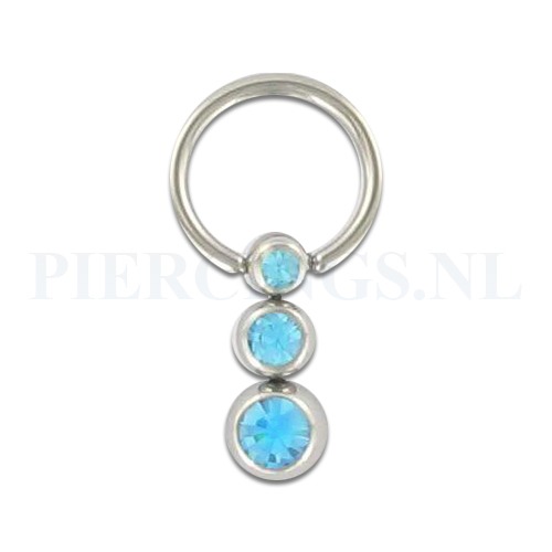 BCR 1.2 mm 3 balletjes aquamarijn