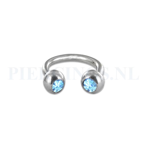 Circulair barbell 1.2 mm aquamarijn 6 mm