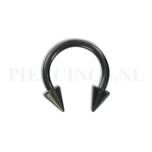 Circulair barbell zwart 1.2 mm spikes 8 mm