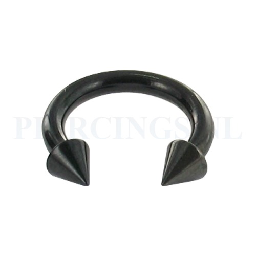 Circulair barbell zwart 2.5 mm spike