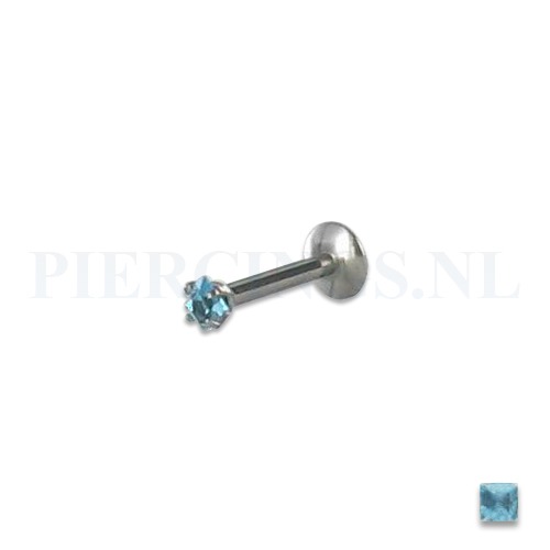 Labret 1.2 mm diamant aquamarijn