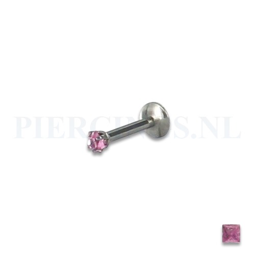 Labret 1.2 mm diamant roze