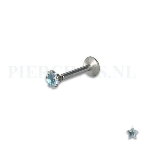 Labret 1.2 mm ster aquamarijn