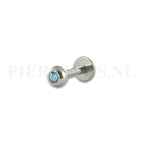 Labret 1.2mm aquamarijn 6 mm