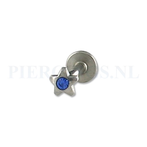 Labret ster blauw 8 mm