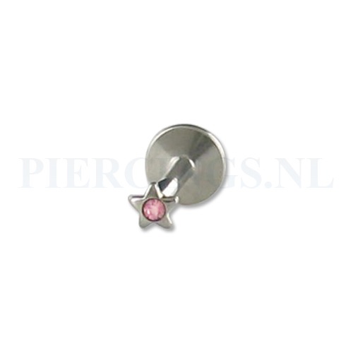 Labret ster roze 8 mm