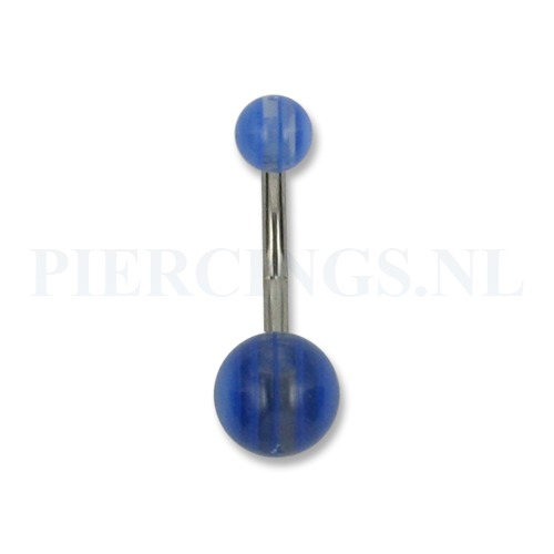 Navelpiercing acryl blauwe streepjes