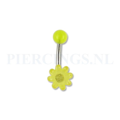 Navelpiercing acryl bloem geel