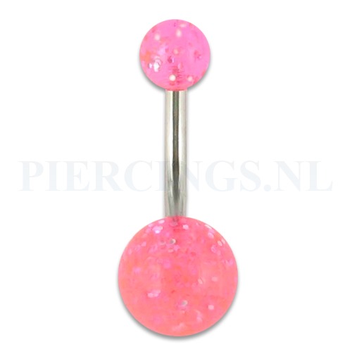Navelpiercing acryl glitter licht roze