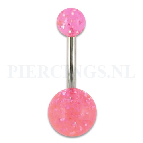 Navelpiercing acryl glitter roze