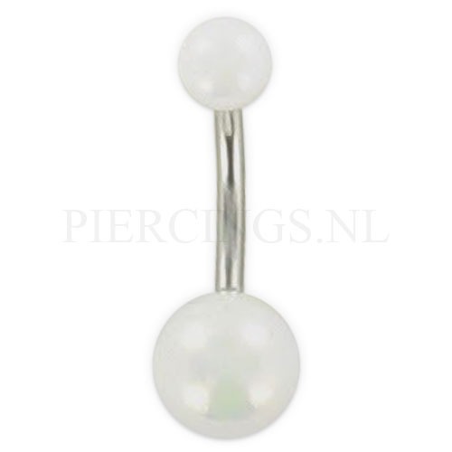 Navelpiercing acryl parelmoer wit