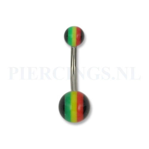 Navelpiercing acryl rasta kleuren