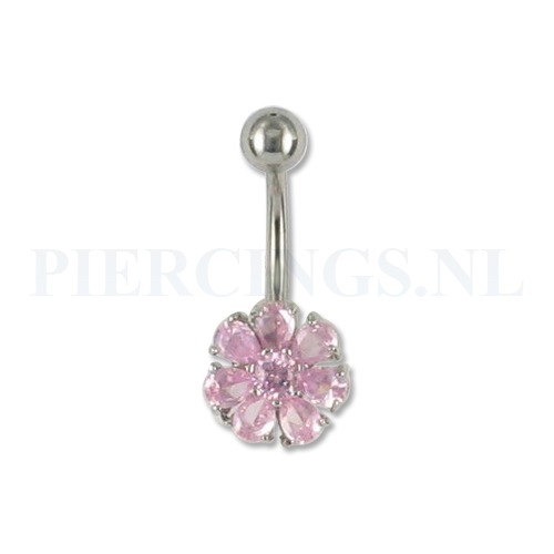 Navelpiercing bloem roze