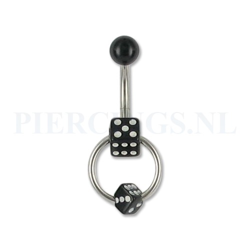 Navelpiercing dobbelsteen slave hoop zwart
