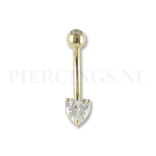 Navelpiercing goud 14 karaat hart