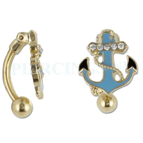 Navelpiercing goudkleurig reverse anker