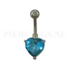 Navelpiercing hart aquamarijn