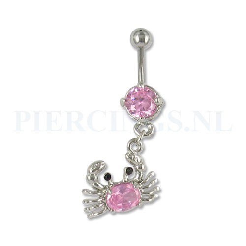 Navelpiercing krab roze