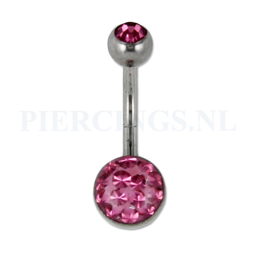 Navelpiercing multisteen roze