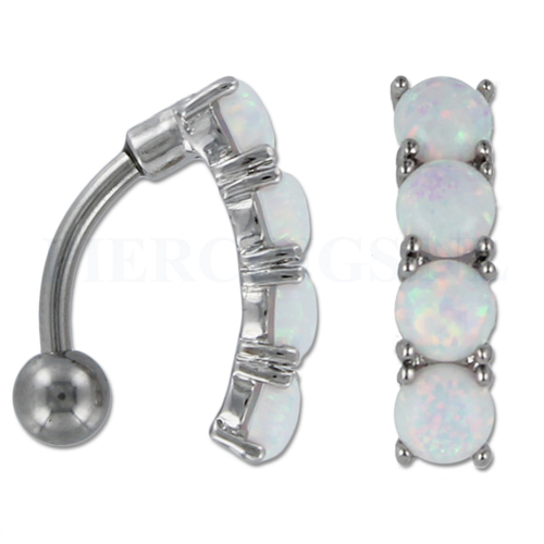 Navelpiercing reverse parelmoer opaal
