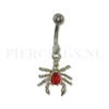 Navelpiercing schorpioen rood