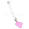 Navelpiercing zwangerschap voetjes roze