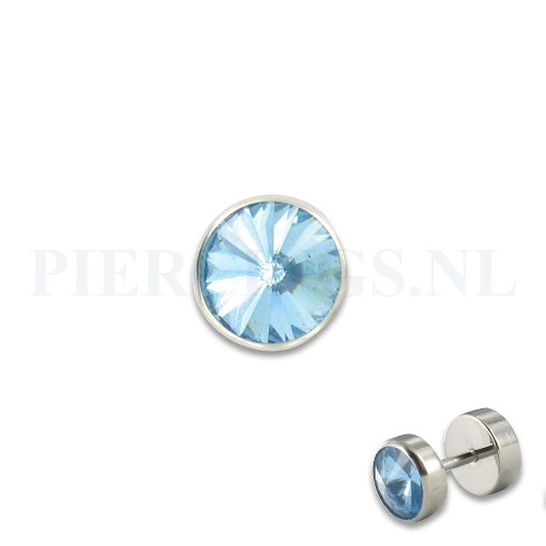 Nep plug met licht blauwe kristal nep plugs