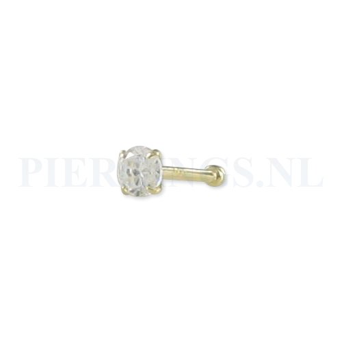 Neusstud goud 14 karaat zirkonia