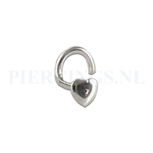 Neusstud hart sterling zilver ronde achterkant