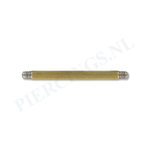 Staafje barbell 1.6 mm goud kleur 19 mm