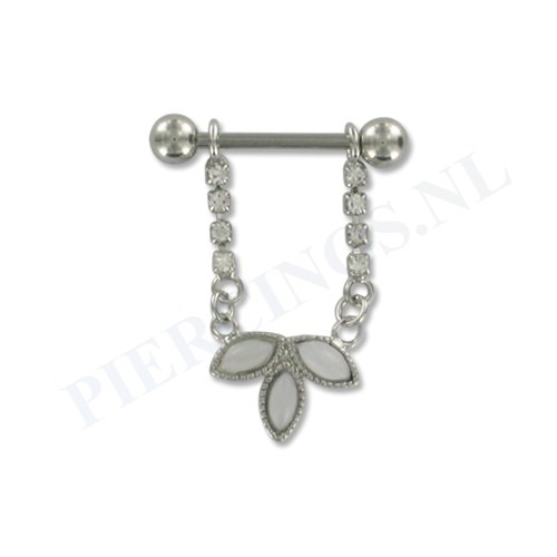 Tepelpiercing hanger bloem kristal