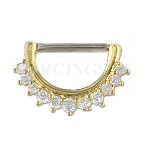 Tepelpiercing klik goudkleurig kristallen