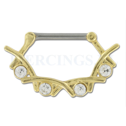 Tepelpiercing klik goudkleurig lauwerkrans