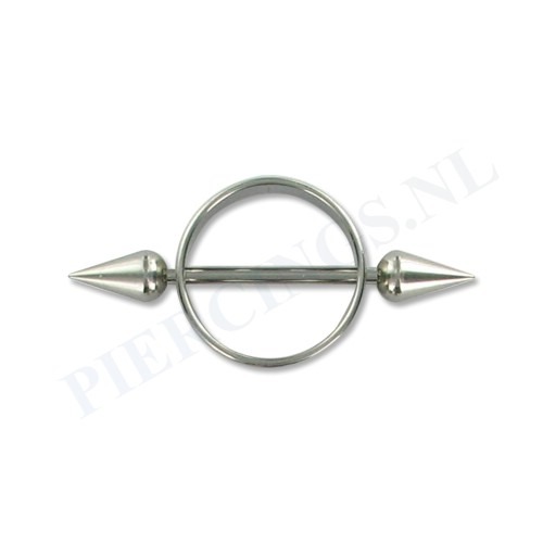 Tepelpiercing shield ronde spikes XL