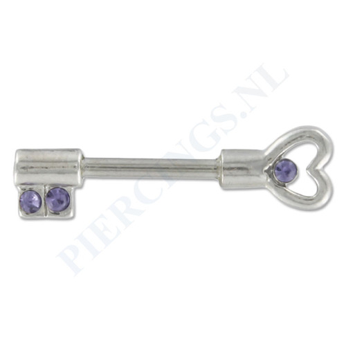 Tepelpiercing sleutel lila