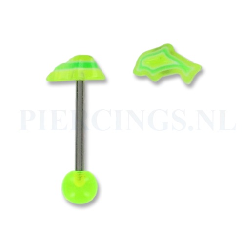 Tongpiercing acryl dolfijn geel