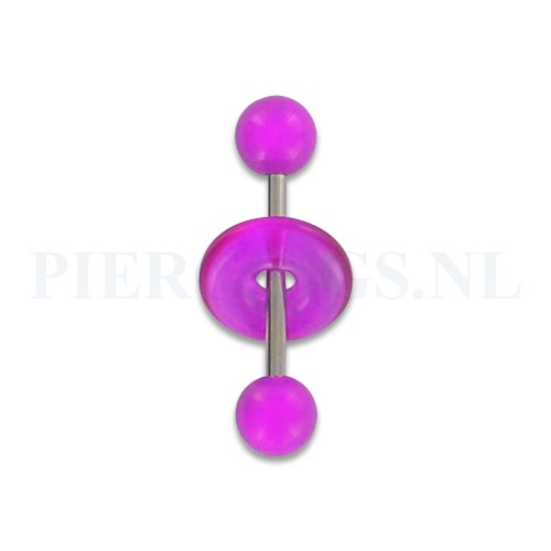 Tongpiercing acryl donut paars