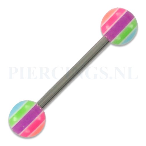 Tongpiercing acryl gekleurde streepjes