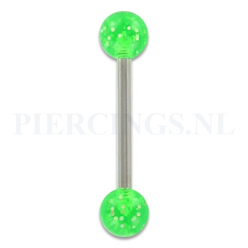 Tongpiercing acryl glitter groen