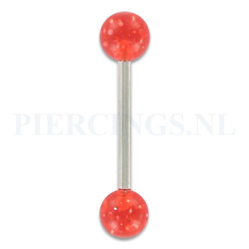 Tongpiercing acryl glitter rood