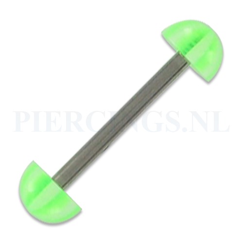 Tongpiercing acryl halve bal groen gestreept
