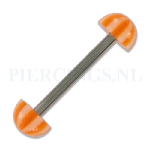 Tongpiercing acryl halve strandbal oranje