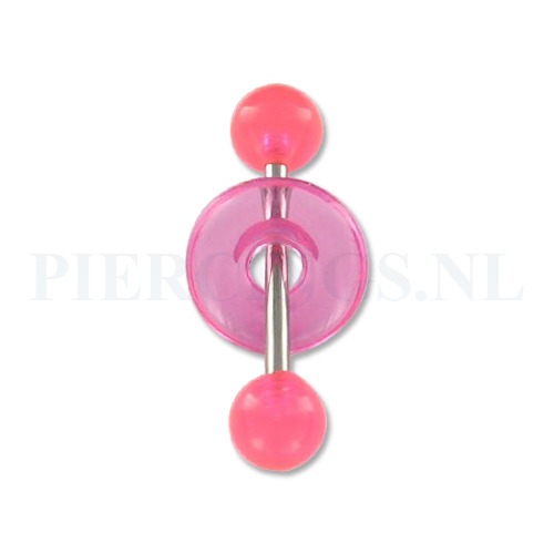 Tongpiercing acryl met donut roze