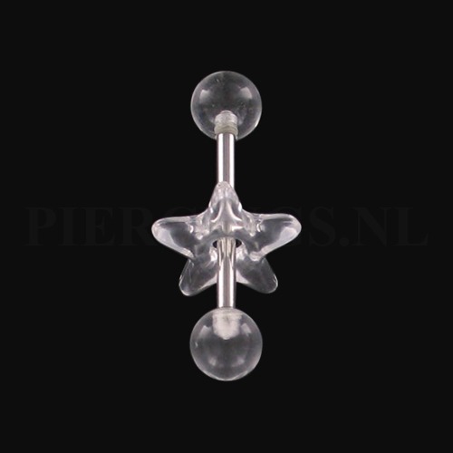 Tongpiercing acryl met donut ster doorzichtig