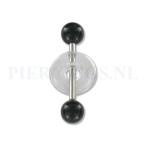 Tongpiercing acryl met donut zwart